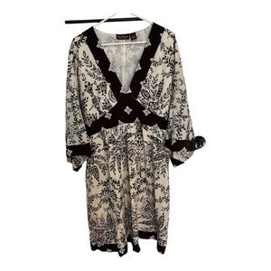 Speed Control Dark Brown and Cream Midi Dress